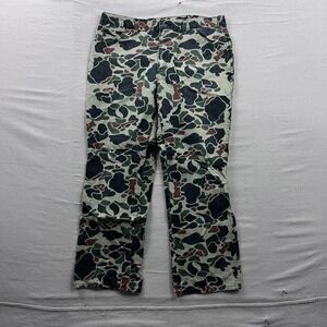 10x Hunting Pants Mens 40 Green Frog Skin Camo Vintage Canvas Made in USA